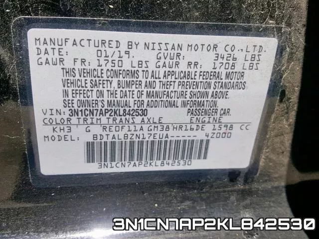 3N1CN7AP2KL842530 фото 2