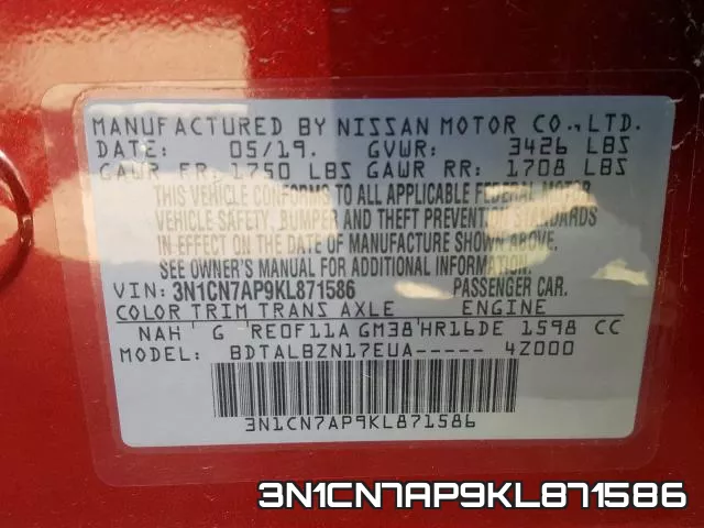 3N1CN7AP9KL871586 фото 2