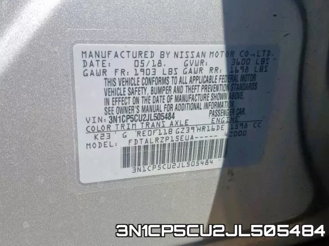 3N1CP5CU2JL505484 фото 2
