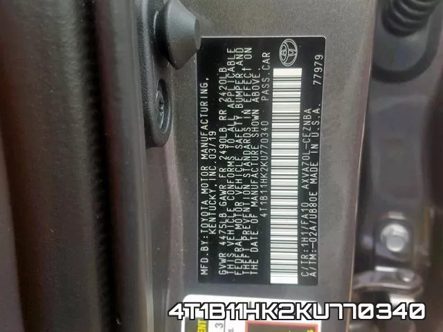 4T1B11HK2KU770340 фото 2