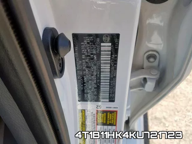 4T1B11HK4KU721723 фото 2