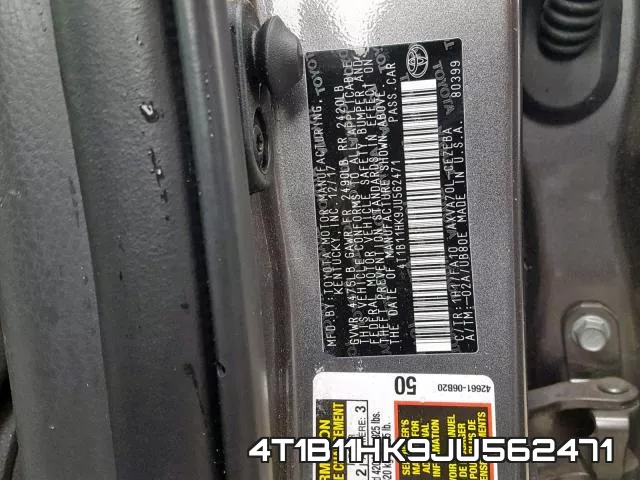 4T1B11HK9JU562471 фото 2