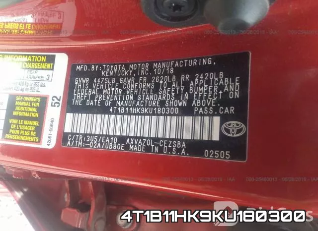 4T1B11HK9KU180300 фото 10