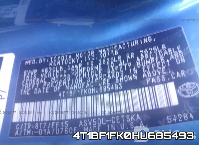 4T1BF1FK0HU685493 фото 10
