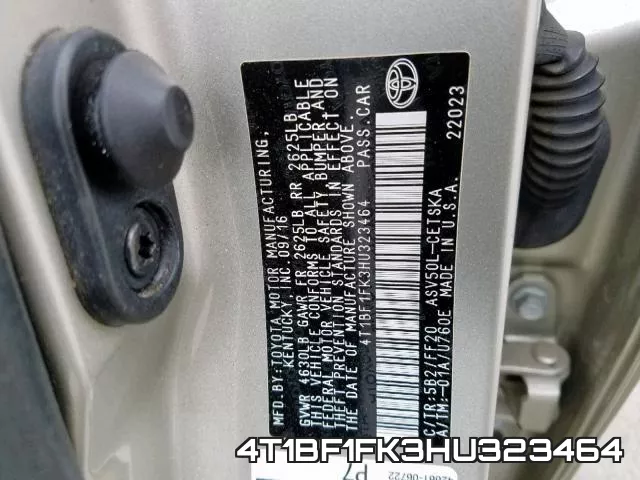 4T1BF1FK3HU323464 фото 2