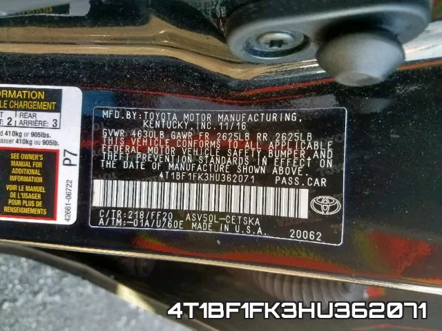 4T1BF1FK3HU362071 фото 2