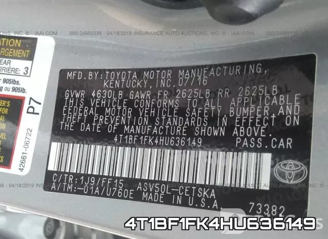 4T1BF1FK4HU636149 фото 10