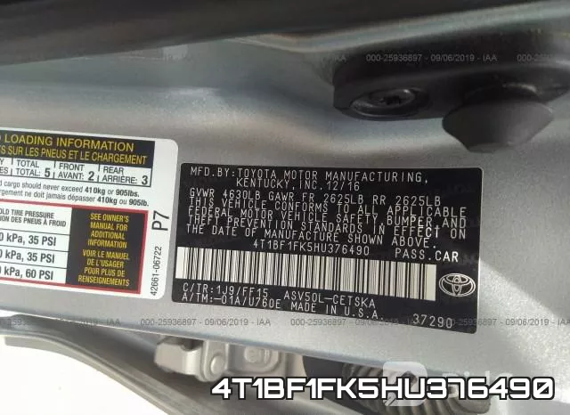 4T1BF1FK5HU376490 фото 10