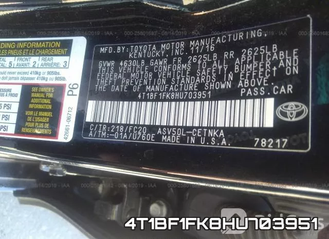 4T1BF1FK8HU703951 фото 10