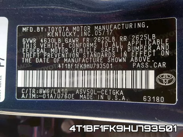 4T1BF1FK9HU793501 фото 2