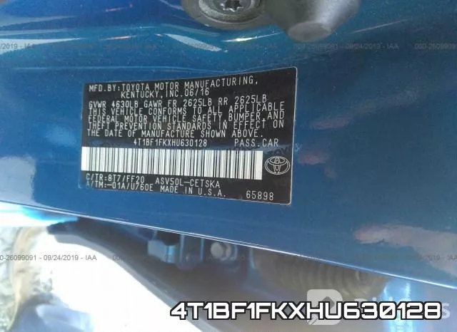 4T1BF1FKXHU630128 фото 10
