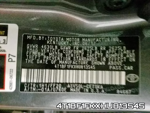4T1BF1FKXHU813545 фото 2