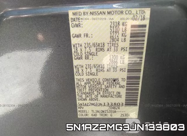 5N1AZ2MG3JN133803 фото 10