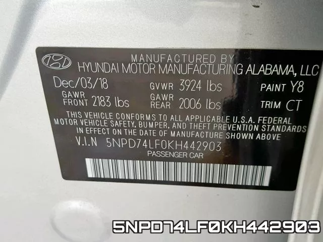 5NPD74LF0KH442903 фото 2