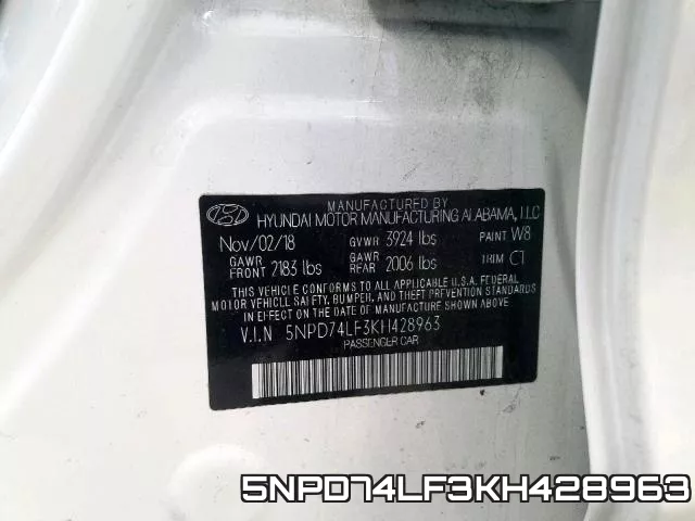 5NPD74LF3KH428963 фото 2