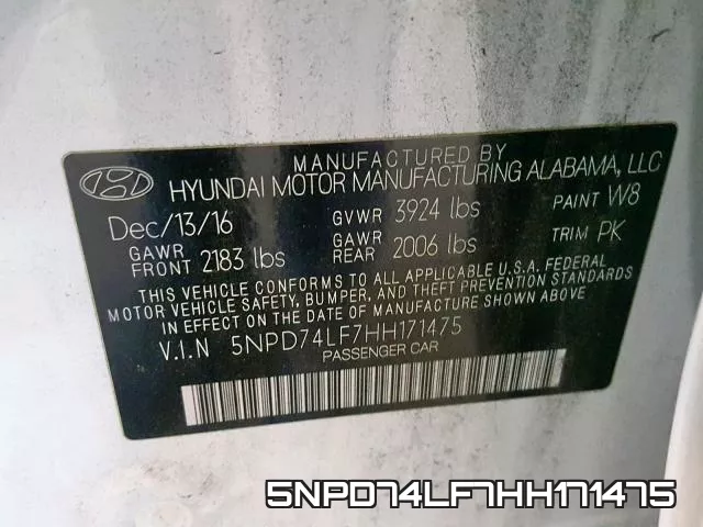 5NPD74LF7HH171475 фото 2