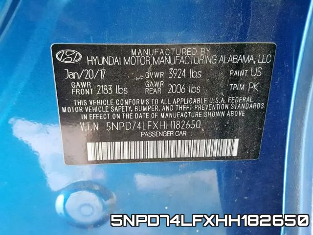 5NPD74LFXHH182650 фото 2