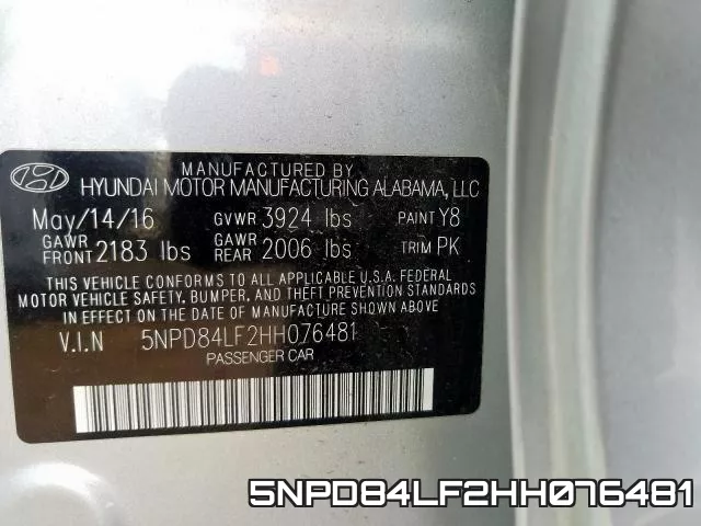 5NPD84LF2HH076481 фото 2