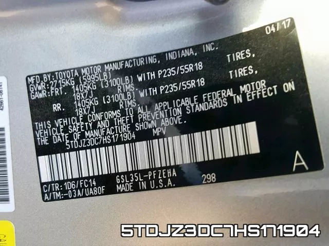 5TDJZ3DC7HS171904 фото 2