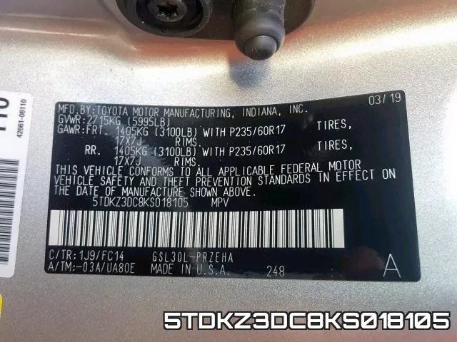 5TDKZ3DC8KS018105 фото 2