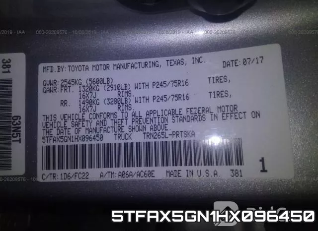 5TFAX5GN1HX096450 фото 9