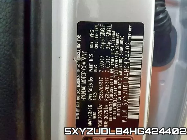 5XYZUDLB4HG424402 фото 2