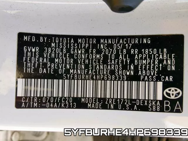 5YFBURHE4HP698339 фото 2