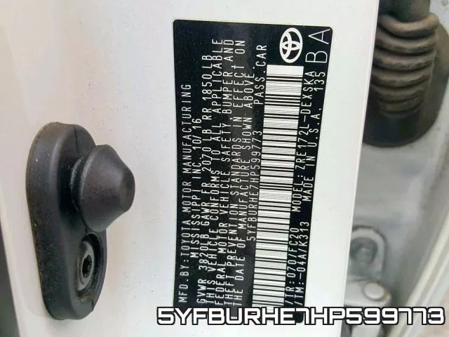 5YFBURHE7HP599773 фото 2