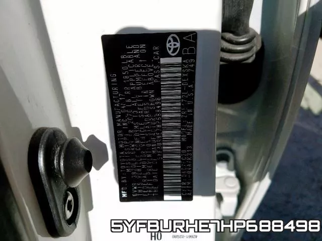5YFBURHE7HP688498 фото 2