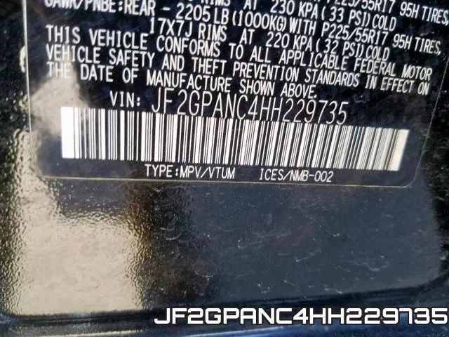 JF2GPANC4HH229735 фото 2