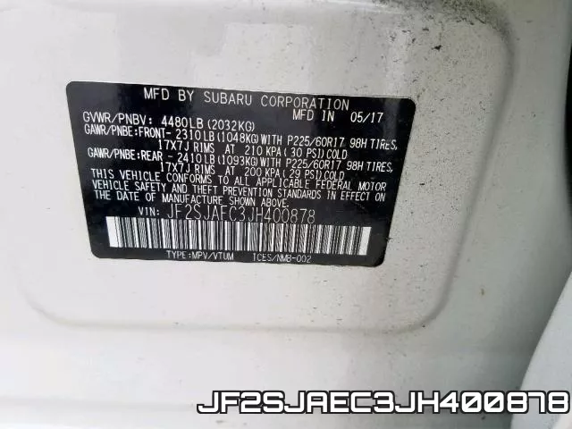 JF2SJAEC3JH400878 фото 2