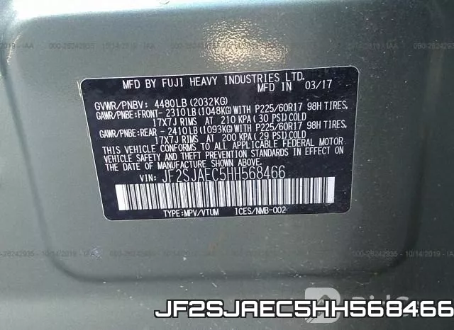 JF2SJAEC5HH568466 фото 10