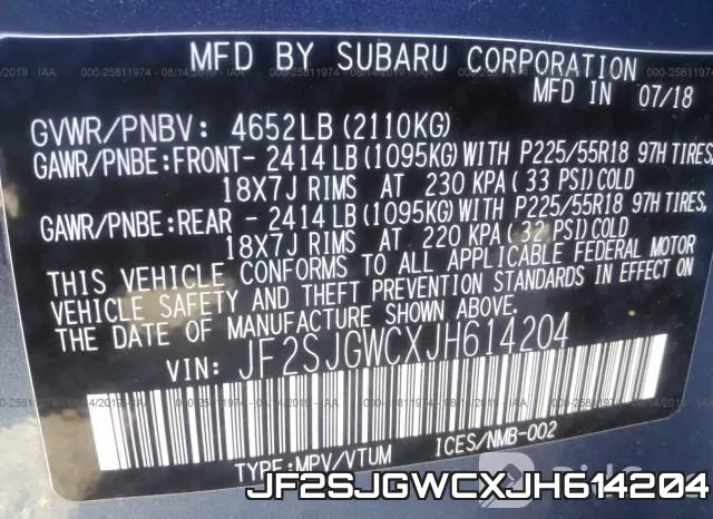 JF2SJGWCXJH614204 фото 10