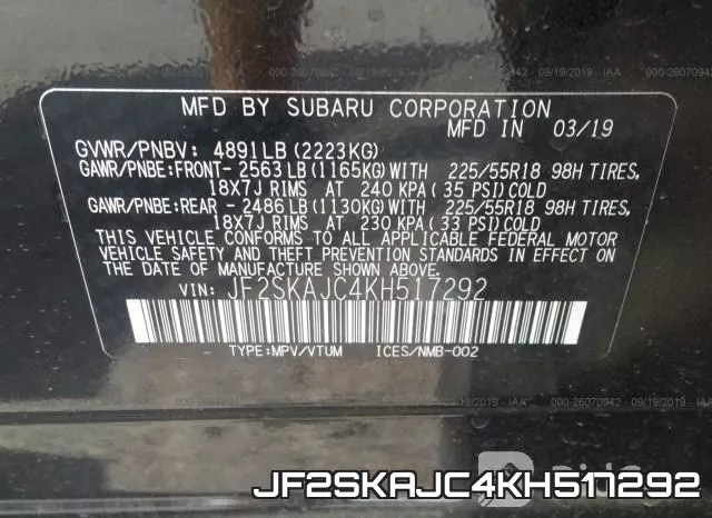 JF2SKAJC4KH517292 фото 10