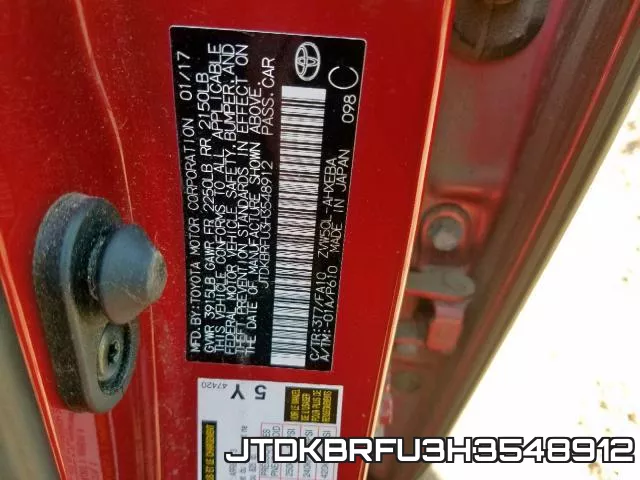 JTDKBRFU3H3548912 фото 2