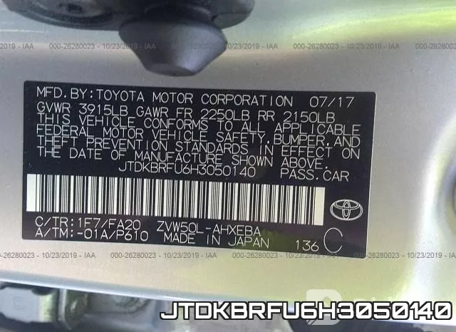 JTDKBRFU6H3050140 фото 10