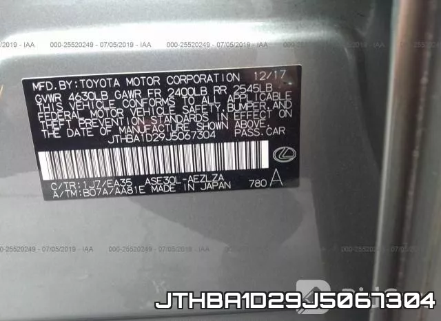 JTHBA1D29J5067304 фото 10
