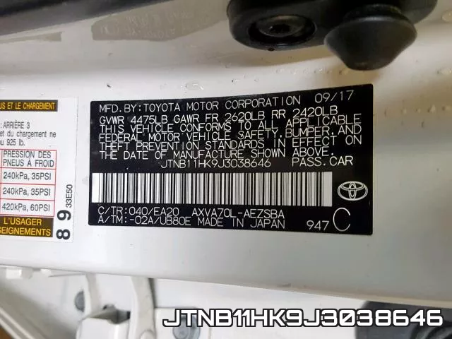 JTNB11HK9J3038646 фото 2