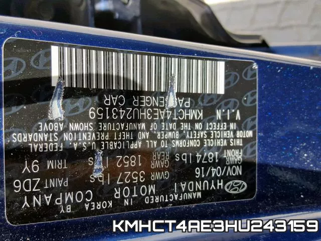 KMHCT4AE3HU243159 фото 2