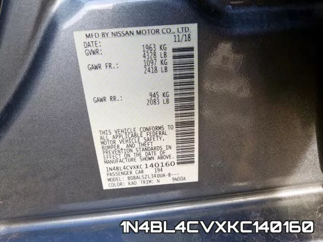 1N4BL4CVXKC140160 фото 2