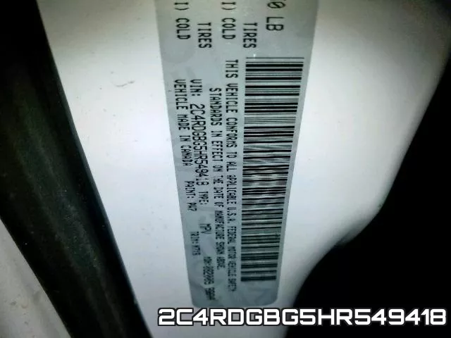 2C4RDGBG5HR549418 фото 2