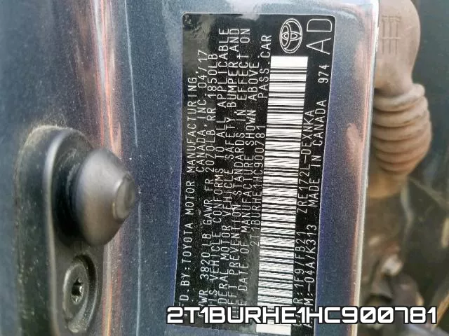 2T1BURHE1HC900781 фото 2