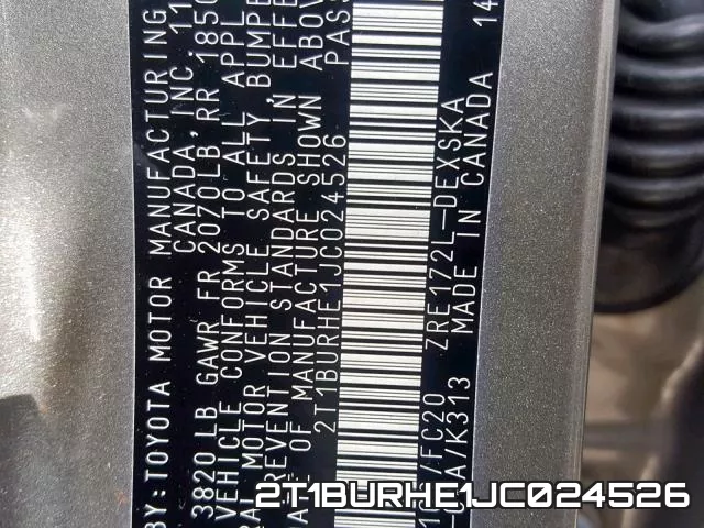 2T1BURHE1JC024526 фото 2