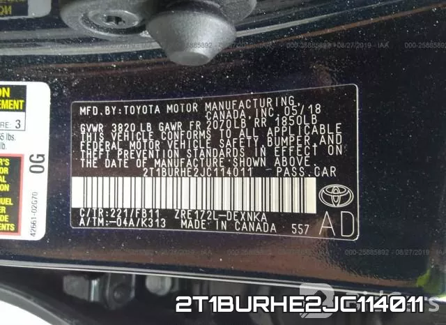 2T1BURHE2JC114011 фото 10