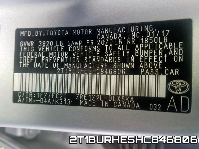 2T1BURHE5HC846806 фото 2