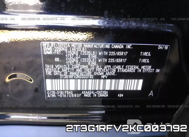 2T3G1RFV2KC003792 фото 10