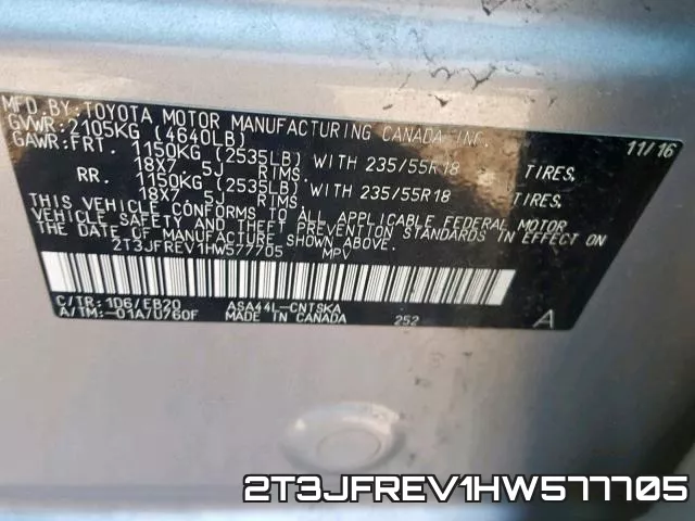 2T3JFREV1HW577705 фото 2