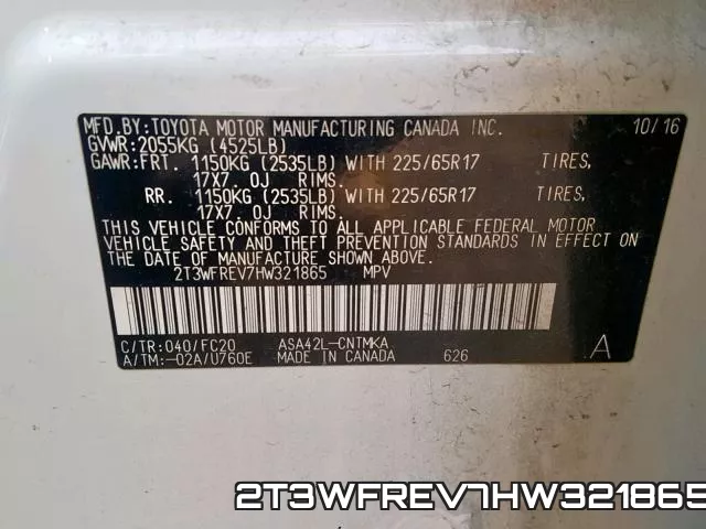 2T3WFREV7HW321865 фото 2