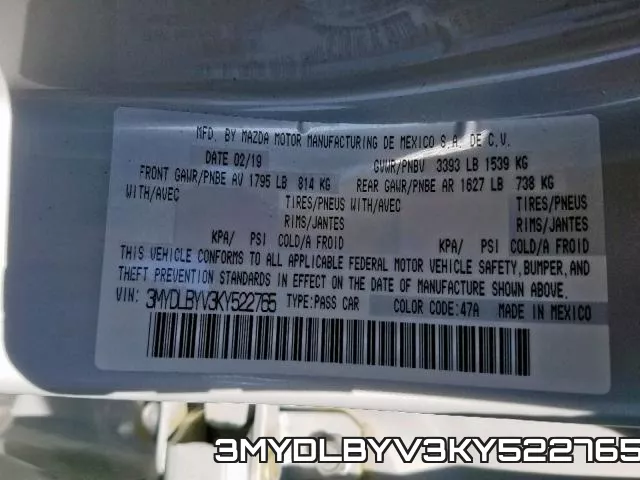 3MYDLBYV3KY522765 фото 2