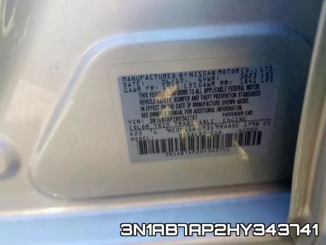 3N1AB7AP2HY343741 фото 2